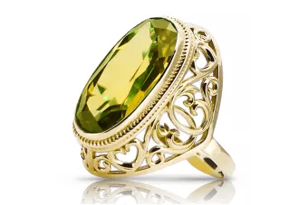 Pierścionek Peridot 14k żółte złoto Vintage vrc184y